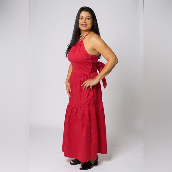 Eloise Poplin Tie Back Midi Dress - Picture 5 of 9